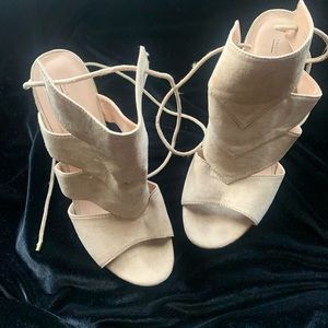 Call it Spring beige High heel sandals size 8.5 chunky stacked heel